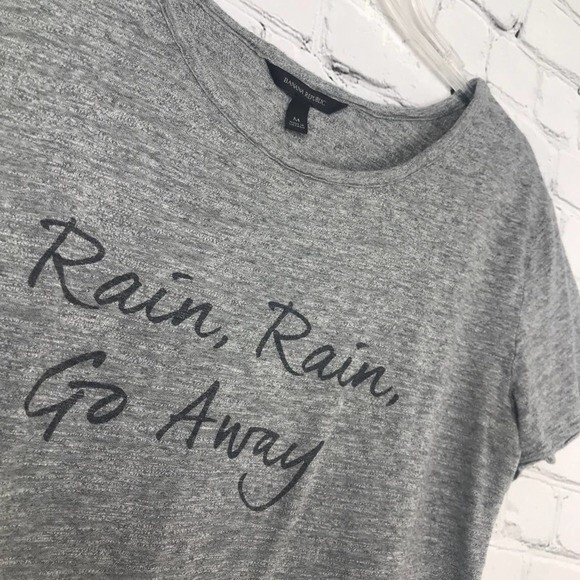BANANA REPUBLIC Rain Go Away T Shirt Heather Grey Women's Medium - Picture 4 of 8